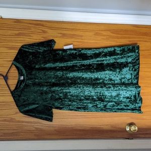 Green crushed velvet dress